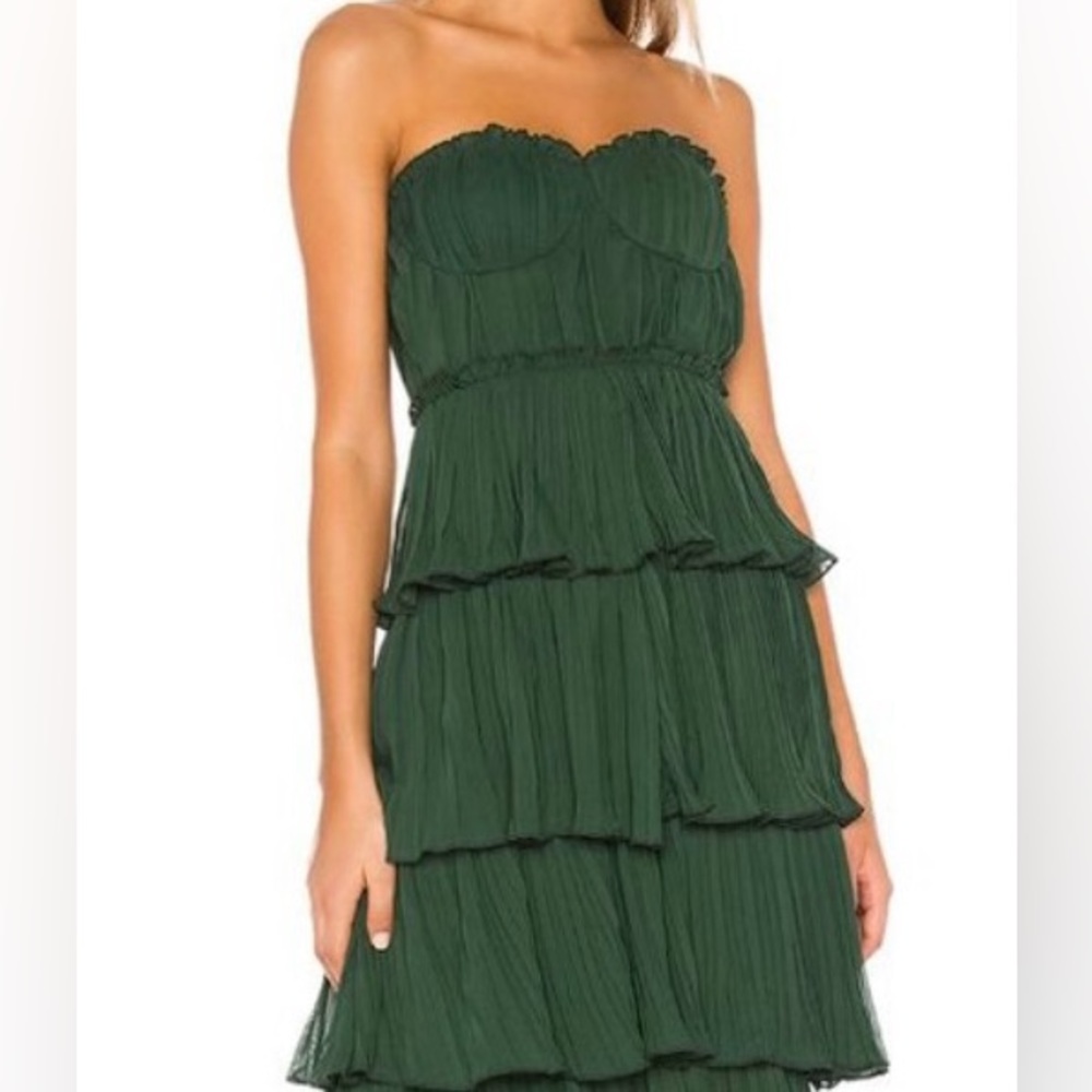 Lovers + Friends Green Strapless Midi Dress